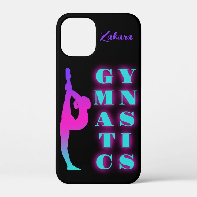 Gymnastics Purple Pink Turquoise Ombre Personalize Case-Mate iPhone Case (Back)
