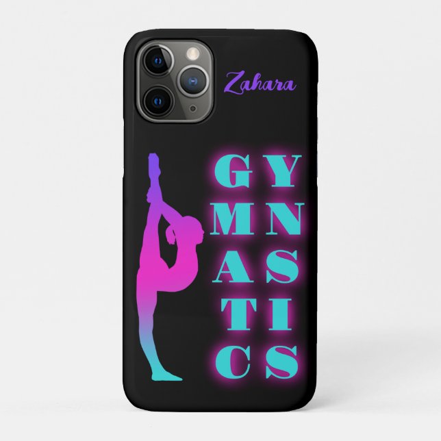 Gymnastics Purple Pink Turquoise Ombre Personalize Case-Mate iPhone Case (Back)