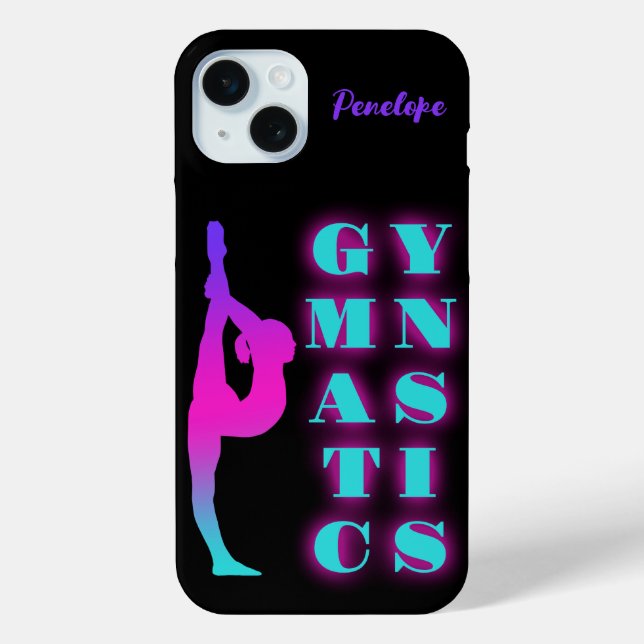 Gymnastics Purple Pink Turquoise Ombre Personalize Case-Mate iPhone Case (Back)