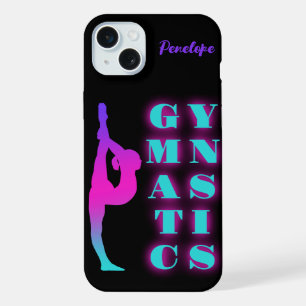 Gymnastics Purple Pink Turquoise Ombre Personalize iPhone 15 Plus Case