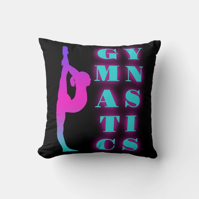 Gymnastics Purple Pink Turquoise Ombre Throw Pillow (Front)