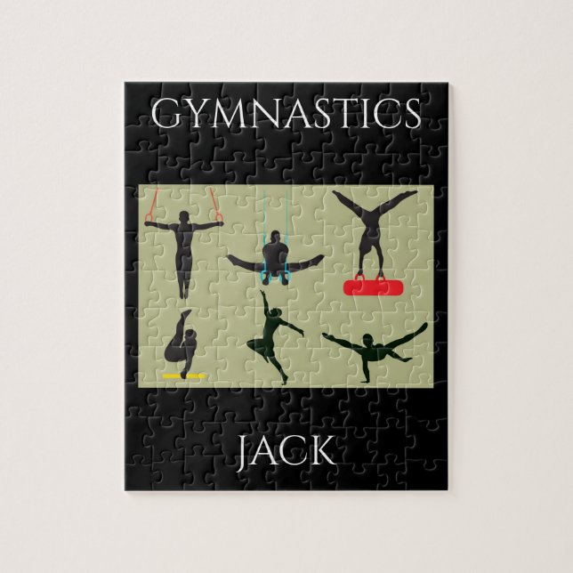 "GYMNASTICS puzzle for boys with personalized name (Vertical)