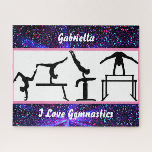 Gymnastics Puzzle - I Love Gymnastics w/ Name