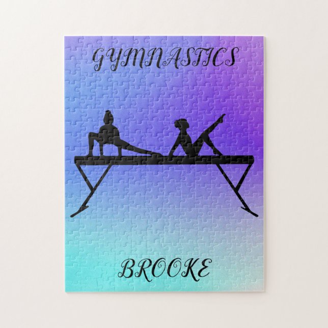 GYMNASTICS PUZZLE with gymnast & custom name. (Vertical)