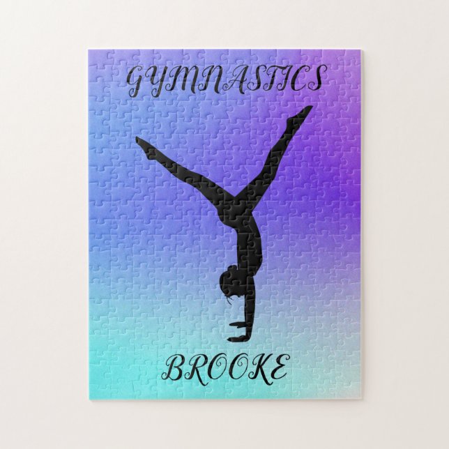 GYMNASTICS PUZZLE with gymnast & custom name. (Vertical)