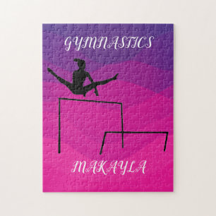 Gymnastics puzzle with gymnast on uneven bars.