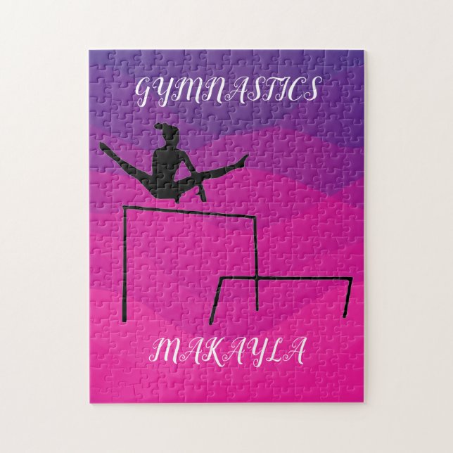 Gymnastics puzzle with gymnast on uneven bars. (Vertical)