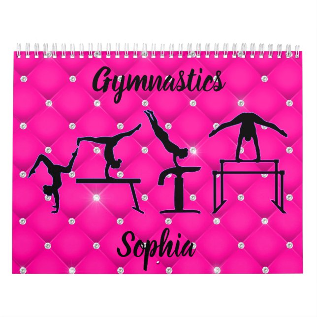Gymnastics Quilted Hot Pink Faux Rhinestone   Calendar (Cover)