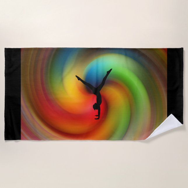 Gymnastics rainbow beach towel. towel (Front)