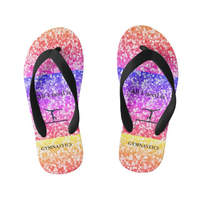 GYMNASTICS Rainbow Coloured Flip Flops for Kids (Footbed)