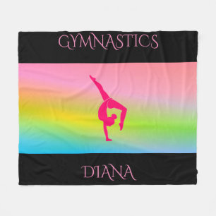 Gymnastics rainbow fleece blanket with custom name