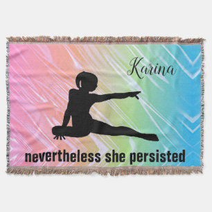 Gymnastics Rainbow "Nevertheless She Persisted" Throw Blanket