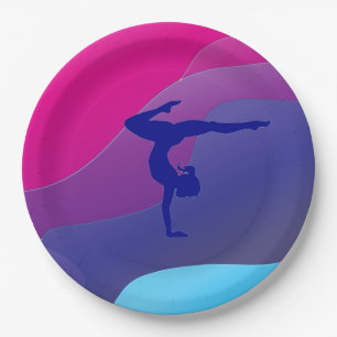 Gymnastics rainbow party paper plates. plate