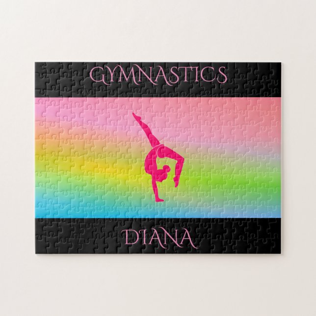 Gymnastics rainbow puzzle with personalized name. (Horizontal)