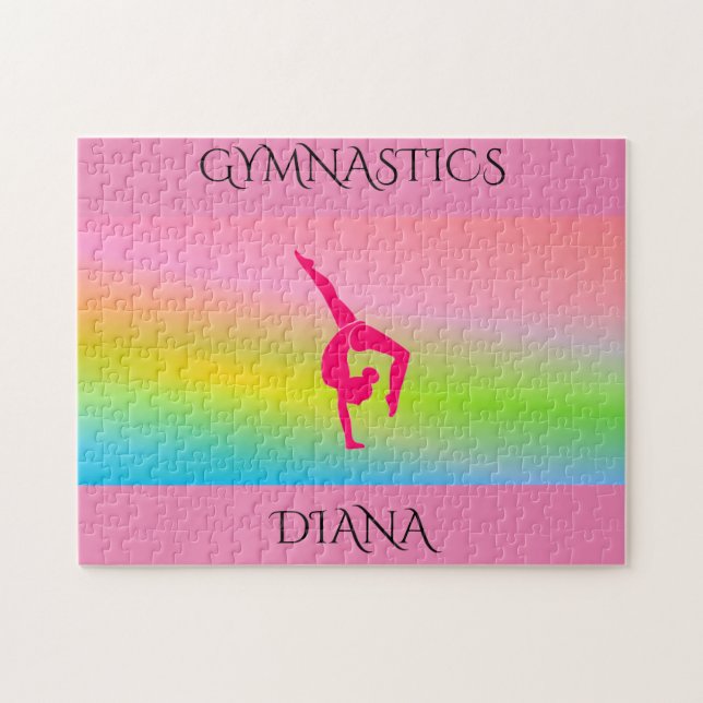 Gymnastics rainbow puzzle with personalized name. (Horizontal)