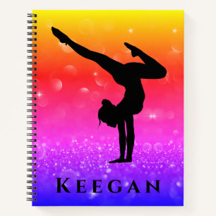 Gymnastics Rainbow Sparkle Spiral Notebook