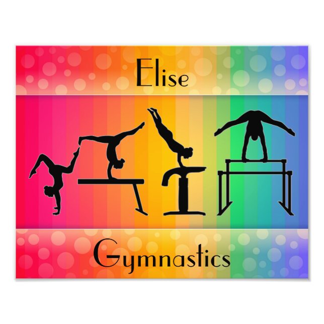 Gymnastics Rainbow w/ Girls Gymnastics Events Photo Print (Front)