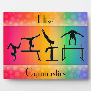 Gymnastics Rainbow w/ Girls Gymnastics Events Plaque