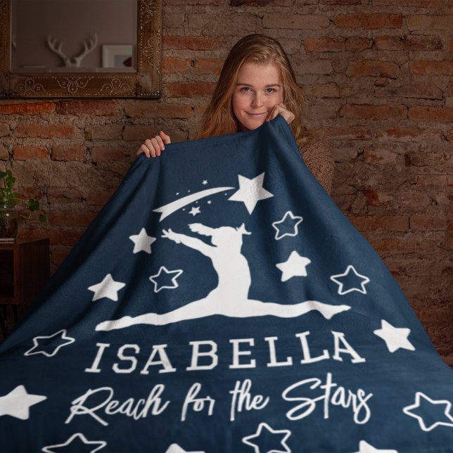 Gymnastics Reach for the Stars Monogram Name  Fleece Blanket (Creator Uploaded)