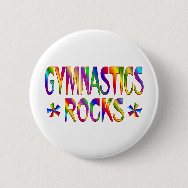 GYMNASTICS ROCKS 2 INCH ROUND BUTTON (Front)