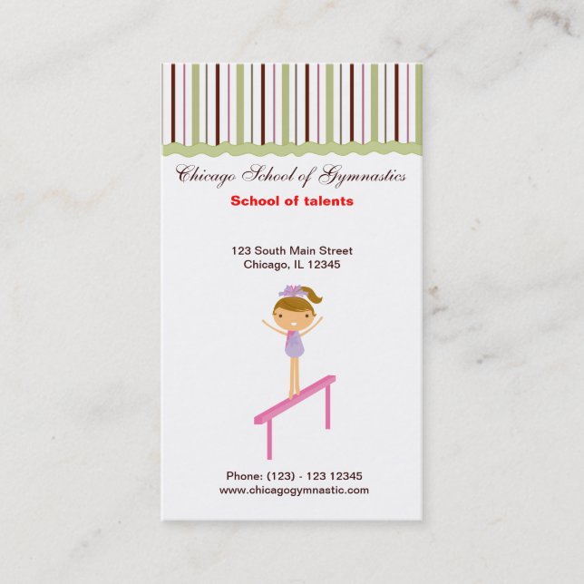 Gymnastics School Business Card (Front)
