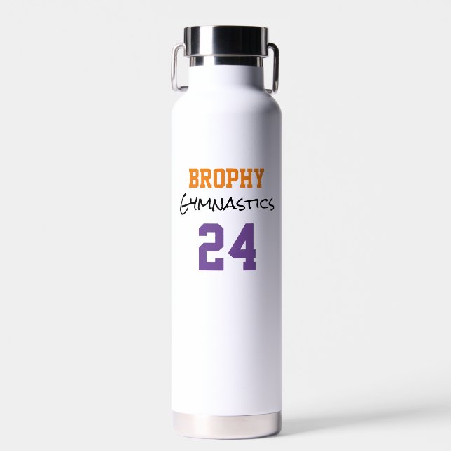 Gymnastics SCHOOL SPORT YEAR Team Colours Colourfu Water Bottle (Front)