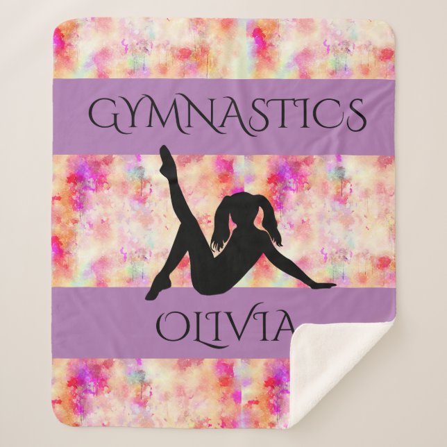 GYMNASTICS SHERPA BLANKET. Personalized name. Blanket (Front)