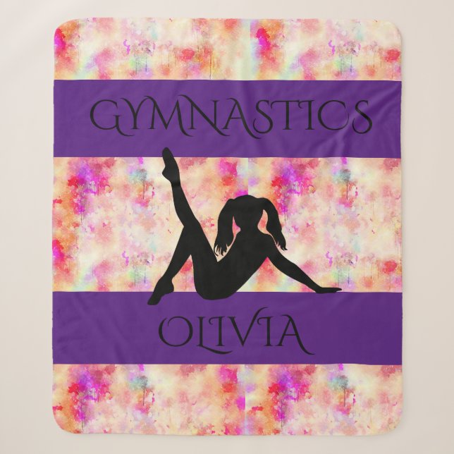 GYMNASTICS SHERPA BLANKET. Personalized name. Blanket (Front)