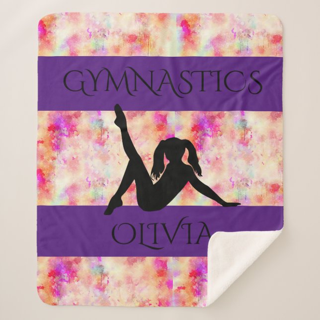 GYMNASTICS SHERPA BLANKET. Personalized name. Sherpa Blanket (Front)