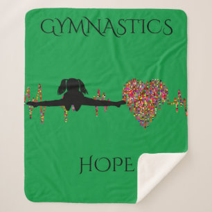 Gymnastics sherpa blanket with personalized name.