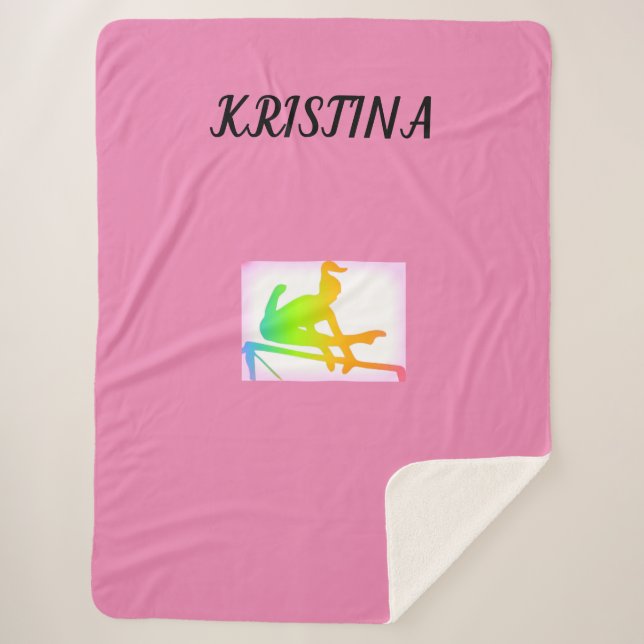 GYMNASTICS SHERPA LARGE BLANKET WITH NAME. (Front)