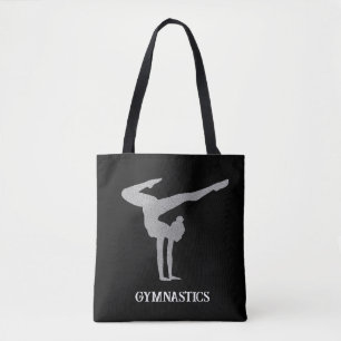Gymnastics Silver Glitter Personalized  Tote Bag