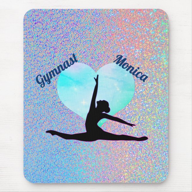 Gymnastics Silver Sparkle Hologram  Mouse Pad (Front)