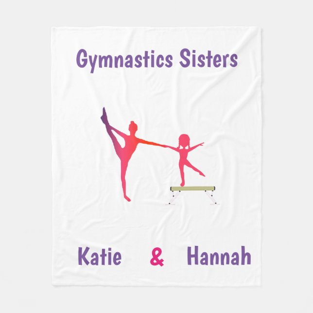 Gymnastics Sisters Custom Names Fleece Blanket (Front)