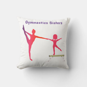Gymnastics Sisters Personalized Throw Pillow