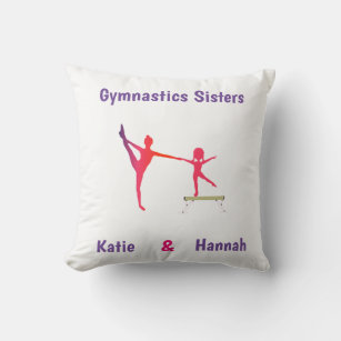 Gymnastics Sisters Version 2 Throw Pillow