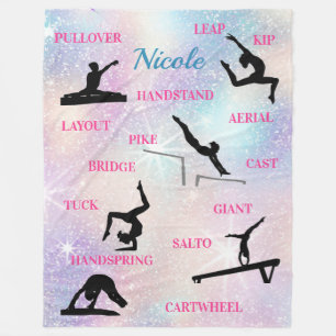 Gymnastics Skills Typography  Fleece Blanket