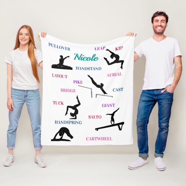 Gymnastics Skills Typography  Fleece Blanket (In Situ)