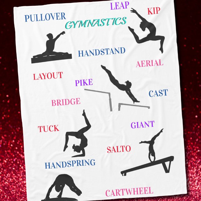 Gymnastics Skills Typography  Fleece Blanket (Creator Uploaded)