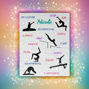 Gymnastics Skills Typography  Jigsaw Puzzle