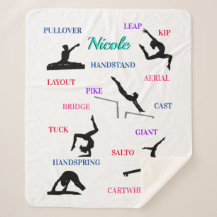 Gymnastics Skills Typography  Sherpa Blanket