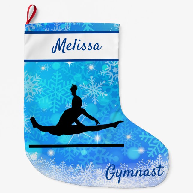 Gymnastics Snowflake Christmas Stocking on Bars (Front)