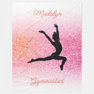 Gymnastics Soft, Cozy, Personalized Pink Tangerine Fleece Blanket