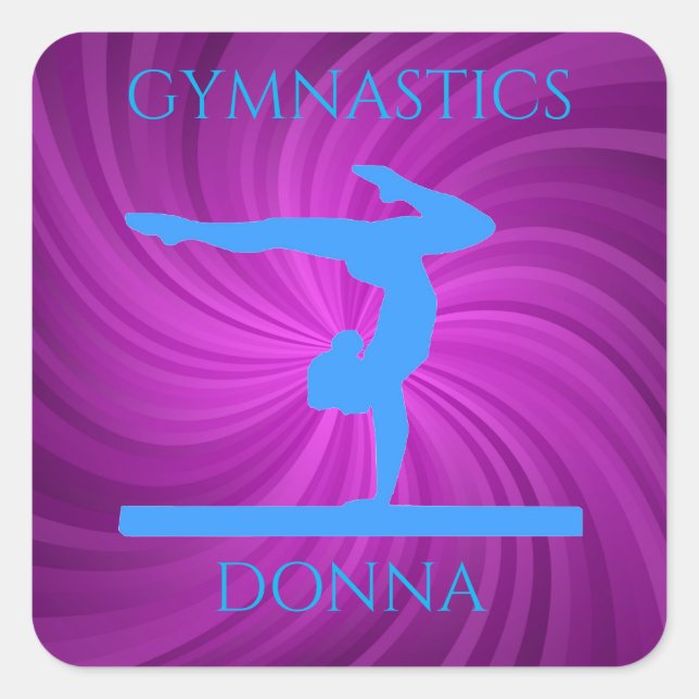 Gymnastics stickers in purple & light blue. (Front)