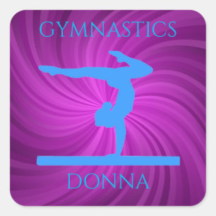 Gymnastics stickers in purple & light blue.