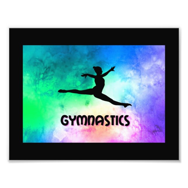 Gymnastics Switch Leap Watercolor Photo Print (Front)
