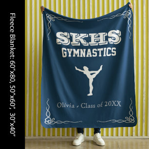 Gymnastics Team Fleece Med White Text Blanket
