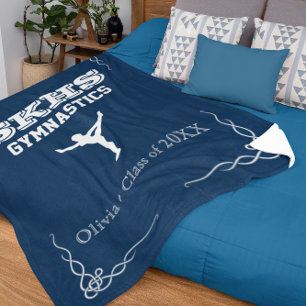 Gymnastics Team Fleece White Text Small Blanket