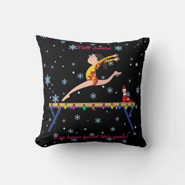 Gymnastics Tell Santa I've Been Good This Year  Throw Pillow (Front)