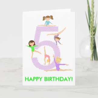 Gymnastics Theme 5th Birthday Card